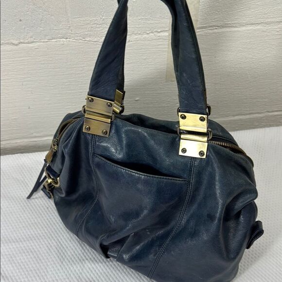 Vintage HOBO Derby Navy Blue Calf Skin Leather Handbag - Picture 12 of 14
